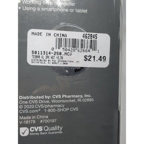 CVS Health 3 Pair Value Pack Readers +2.50 Brown Frame Reading Glasses - Picture 6 of 12